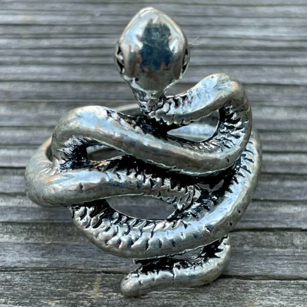 Snake Ring Silver Tone Fashion Rings Jewelry Unisex Rings Size 7
